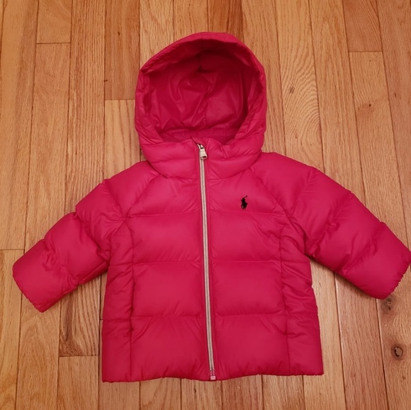 Pink Ralph Lauren baby girl puffer coat